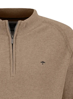 Fynch Hatton Knitwear & Jumpers Fynch Hatton - Structured Cotton Half Zip Mock Neck Jumper