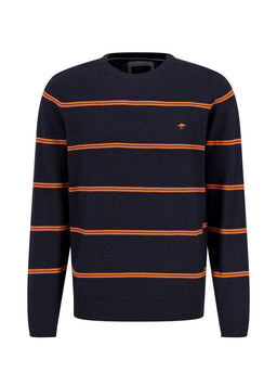 Fynch Hatton Knitwear & Jumpers Fynch Hatton - Summer Cotton Crew Neck Striped Jumper