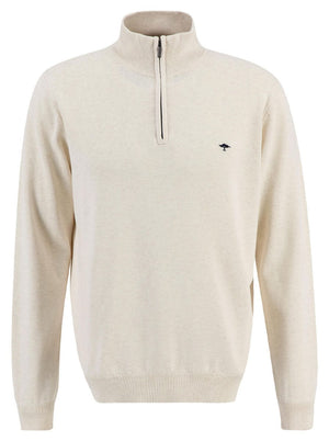 Fynch Hatton Knitwear & Jumpers Fynch Hatton - Summer Cotton Half Zip Mock Neck Jumper