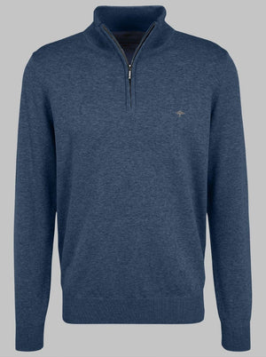 Fynch Hatton Knitwear & Jumpers Fynch Hatton - Superfine Cotton Half Zip Jumper