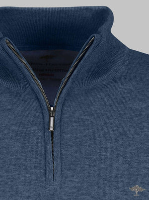 Fynch Hatton Knitwear & Jumpers Fynch Hatton - Superfine Cotton Half Zip Jumper