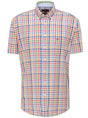 Fynch Hatton Shirts Fynch Hatton - Casual Fit Cotton Multi Coloured Check Short Sleeve Shirt