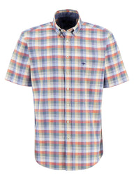 Fynch Hatton Shirts Fynch Hatton - Cotton Slub Check Button Down Short Sleeve Shirt