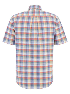 Fynch Hatton Shirts Fynch Hatton - Cotton Slub Check Button Down Short Sleeve Shirt