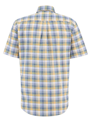 Fynch Hatton Shirts Fynch Hatton - Cotton Slub Check Button Down Short Sleeve Shirt