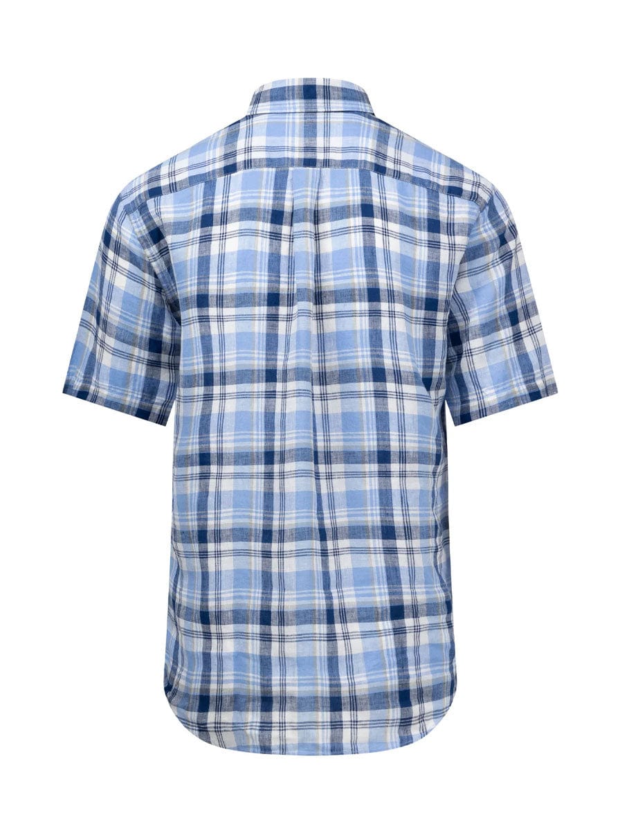 Fynch Hatton Shirts Fynch Hatton - Linen Check Button Down Short Sleeve Shirt