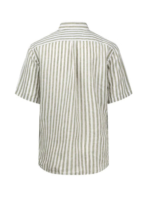 Fynch Hatton Shirts Fynch Hatton - Linen Stripe Button Down Short Sleeve Shirt