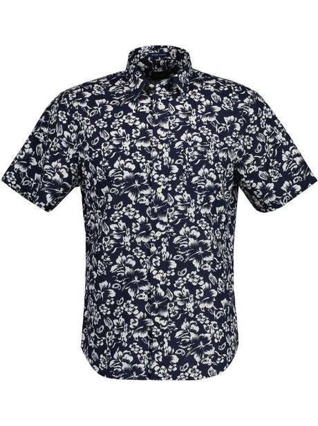 Gant Shirts Gant - Cotton/Linen Floral Print Short Sleeve Shirt