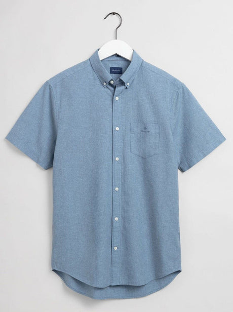 Gant Shirts Gant - Regular Fit Short Sleeve Micro Stripe Cotton Linen Shirt