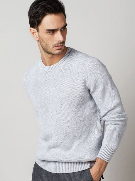 Gran Sasso Knitwear & Jumpers Gran Sasso - Crew Neck Diamond Patterned Knit Jumper