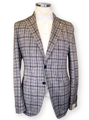 Luigi Bianchi Jacket/Blazer L.B.M - Cotton Jersey Unstructured Check Jacket