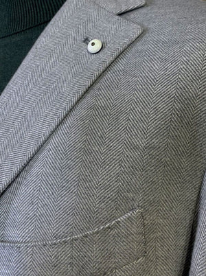 Luigi Bianchi Jacket/Blazer L.B.M - Cotton Unstructured Herringbone Jacket