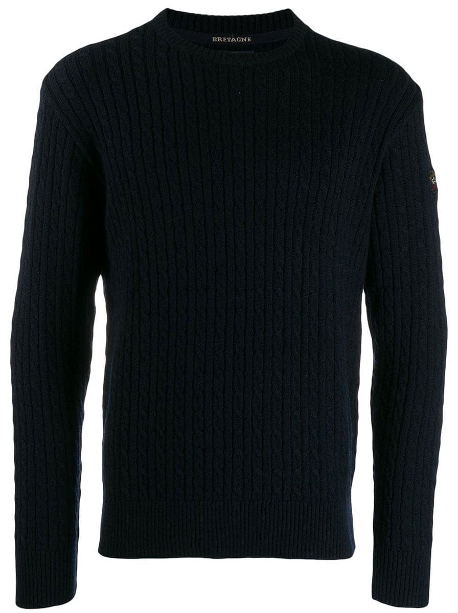 Paul & Shark Knitwear & Jumpers Paul & Shark Cable Knit Bretagne Jumper - Colour Navy