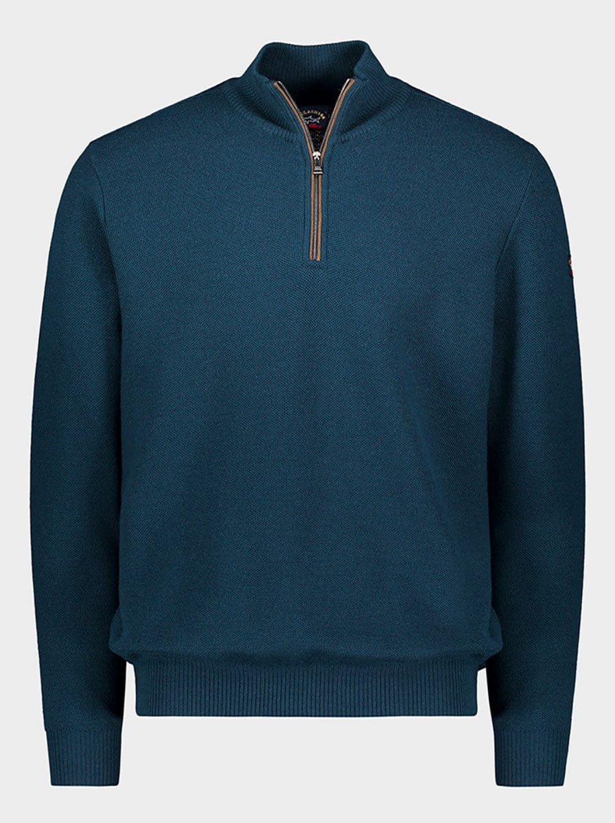 Paul & Shark Knitwear & Jumpers Paul & Shark - Wool half zip sweater with suede details