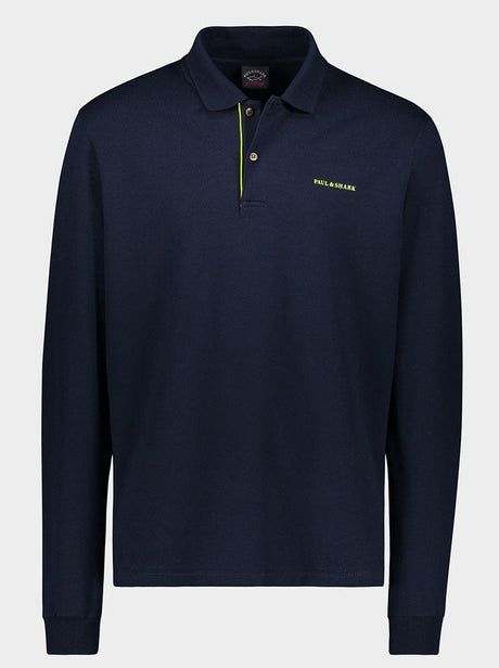Paul & Shark Polo & T-Shirts Paul & Shark - Long Sleeve Polo Shirt w/ Neon Trim