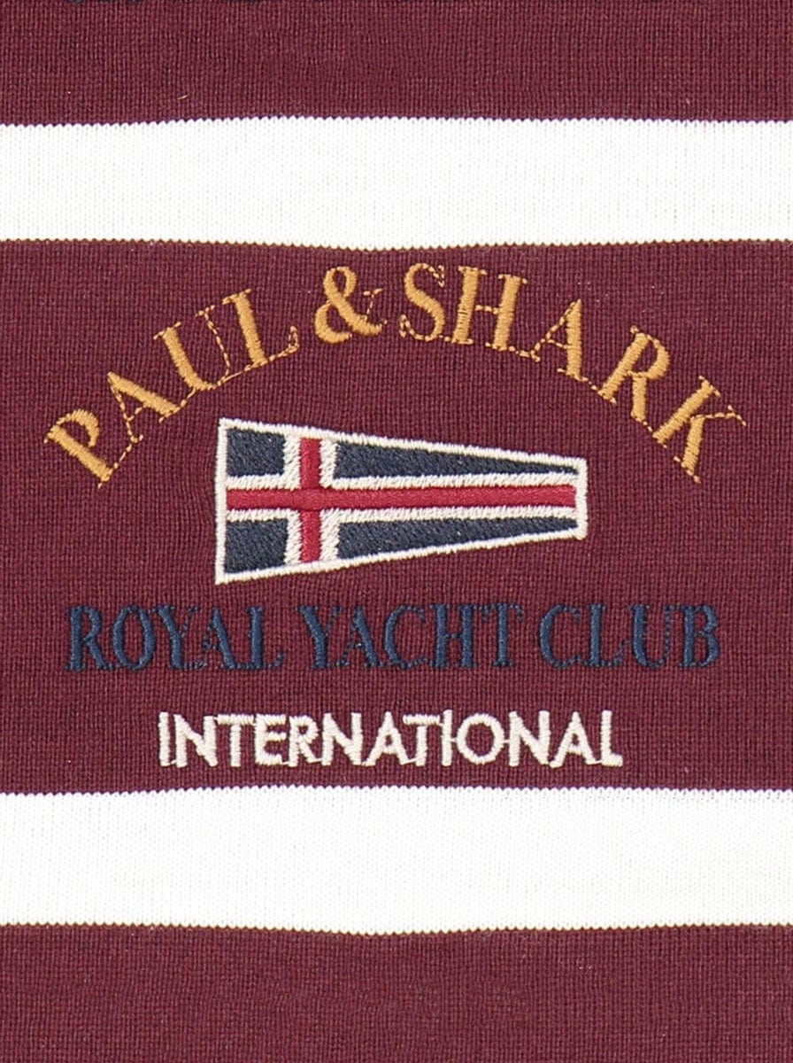 Paul & Shark Polo & T-Shirts Paul & Shark Royal Yacht Club Striped Rugby Shirt - Burgundy / Off White