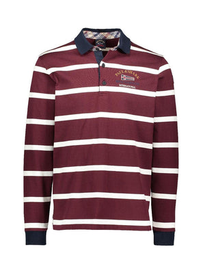 Paul & Shark Polo & T-Shirts Paul & Shark Royal Yacht Club Striped Rugby Shirt - Burgundy / Off White