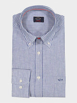 Paul & Shark Shirts Paul & Shark - Cotton Linen Striped Button-Down Collar Shirt