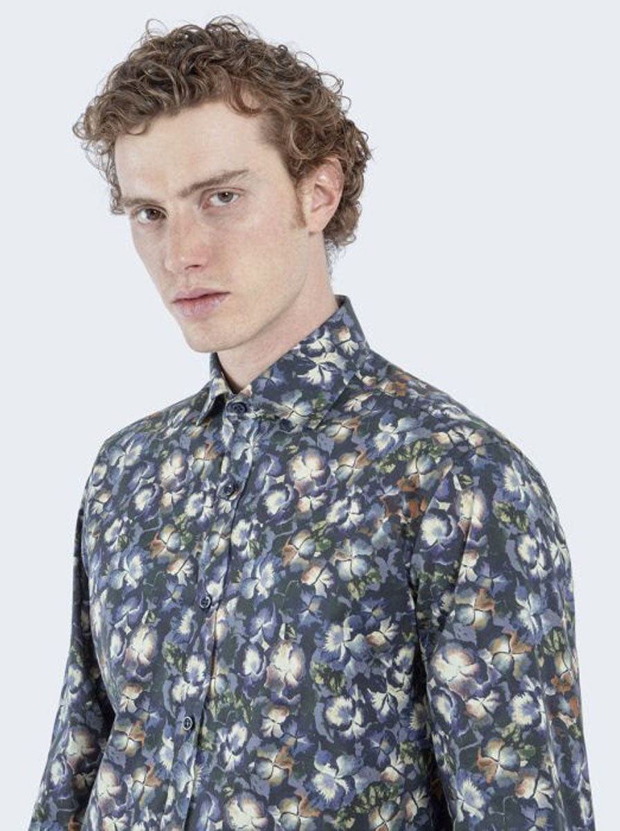 Paul & Shark Shirts Paul & Shark - Floral printed cotton stretch shirt