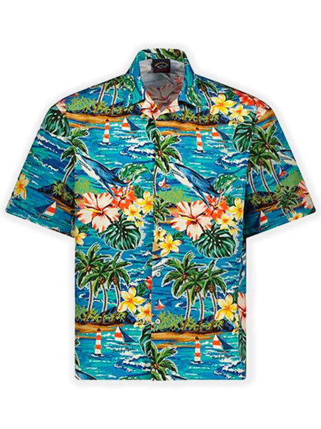 Paul & Shark Shirts Paul & Shark - Holiday Print Button Down Short Sleeve Shirt