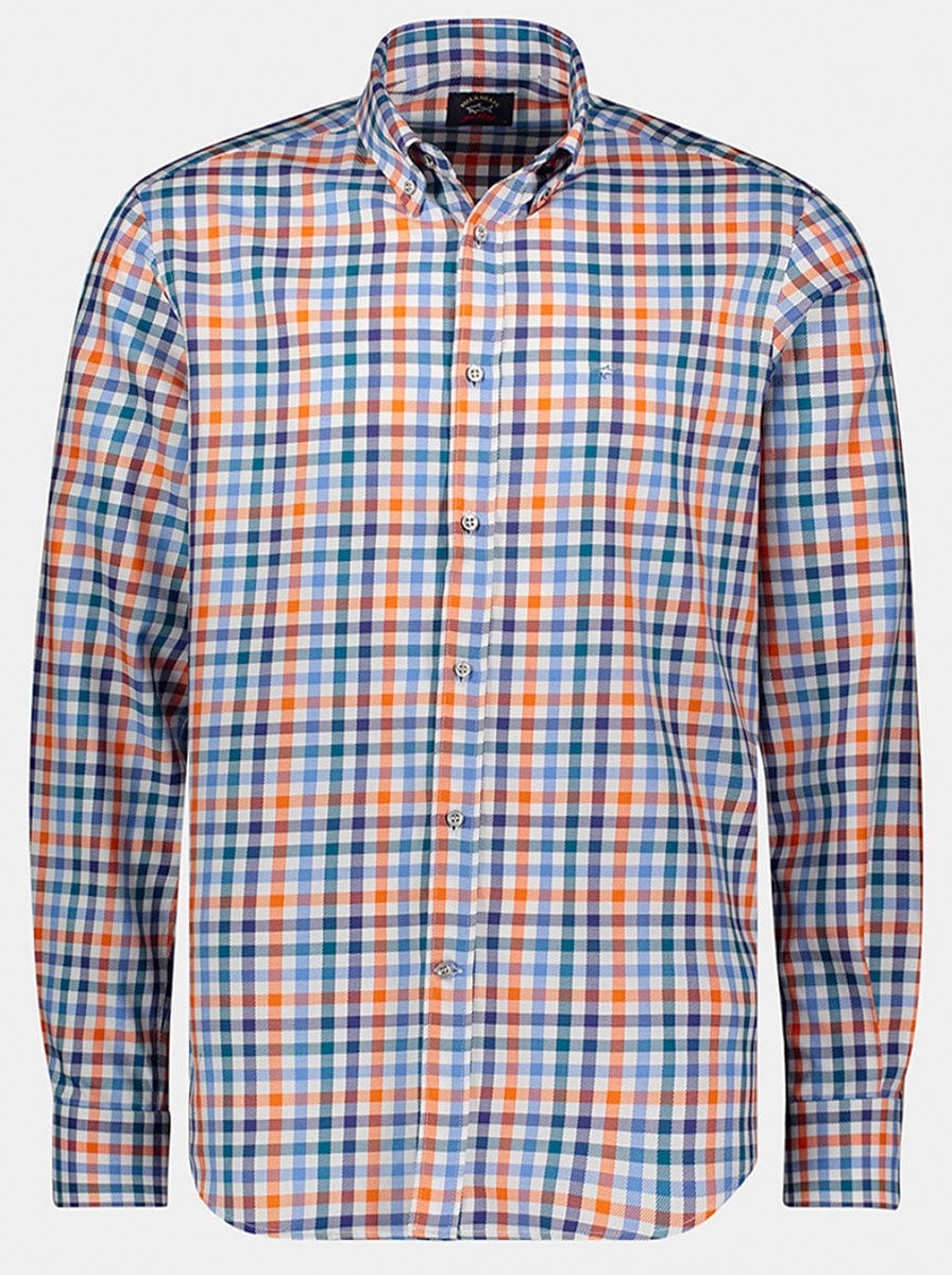 Orange checks store shirt