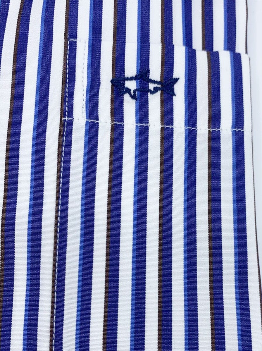Paul & Shark Shirts Paul & Shark Multi Stripe Shirt - Colour Blue/White/Brown