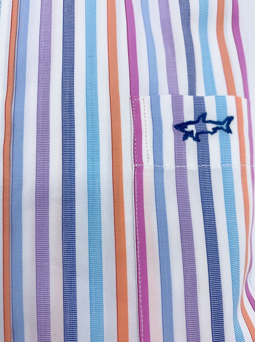 Paul & Shark Shirts Paul & Shark Multi Stripe Shirt - Colour White/Sky/Lilac/Orange