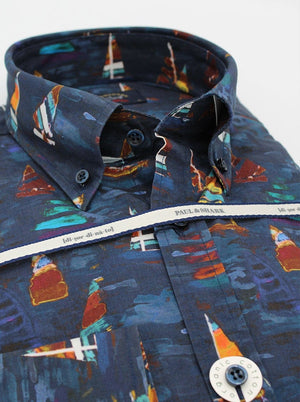 Paul & Shark Shirts Paul & Shark - Yacht Print Button Down Collar Shirt