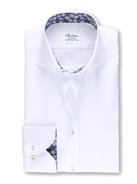 Stenströms Shirts Stenströms - Fitted Body Shirt With Floral Contrast